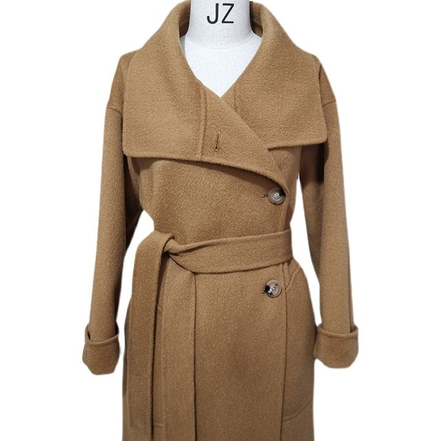 Thick warm double-sided cashmere coat camel color does not pill