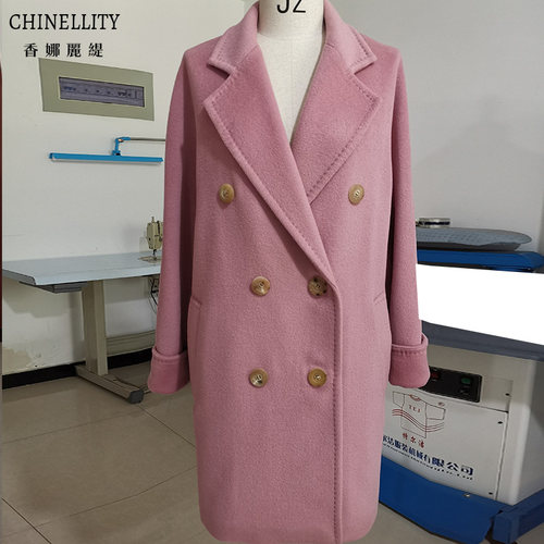 101801短款带里衬山羊绒高版本纯手工扣眼羊绒大衣女冬新 - 图2