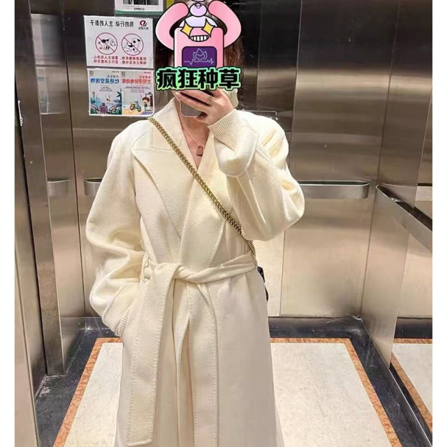 骆驼绒双面羊绒大衣加厚保暖驼色灰色长款高端毛呢外套秋冬新款女