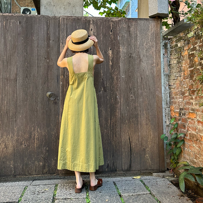 inLESS丨Toast Cotton Linen Poplin Apron 棉麻系带连衣裙女 - 图2