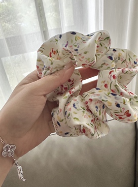 真丝发圈春夏甜美大肠圈印花复古甜美小众潮网红清新自然红色碎花