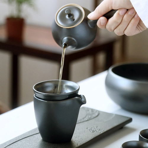 万业粗陶茶壶单壶提梁壶西施壶盖碗复古陶瓷侧把壶泡茶功夫茶具 - 图1