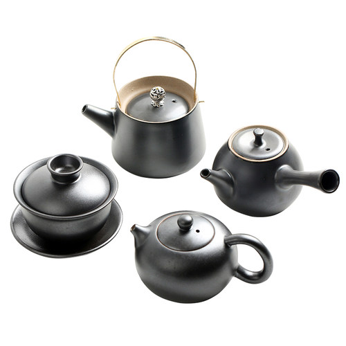 万业粗陶茶壶单壶提梁壶西施壶盖碗复古陶瓷侧把壶泡茶功夫茶具 - 图3