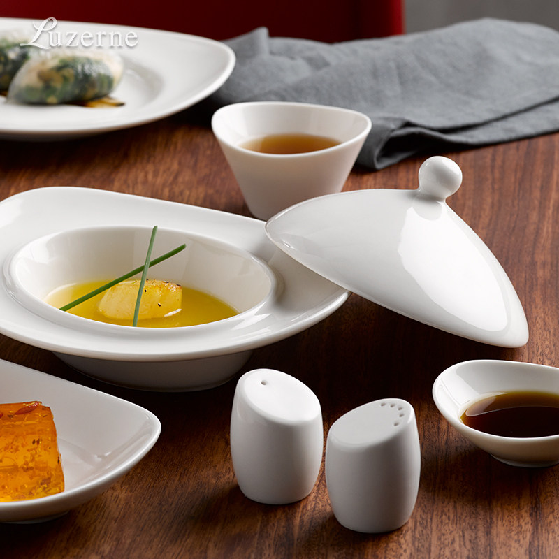 Luzerne陆升陶瓷珍珠白极简餐具暖白异形家用盘子饭碗汤盘菜盘勺,淘宝优惠券,粉丝福利购,淘宝优惠卷