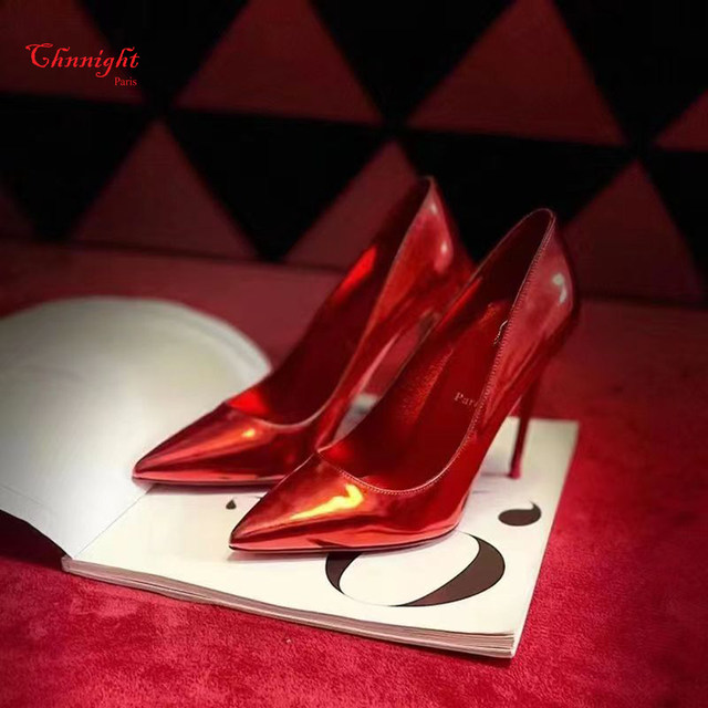 Chanetin CL red sole pointed toe rhinestone high heels