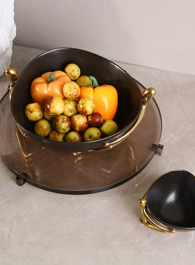 现代简约陶瓷小人果盆轻奢餐厅客厅样板间家居工艺品摆件水果盘