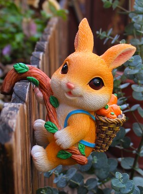 热销可爱兔子花盆挂件幼儿园花园花架攀爬鱼缸悬挂装饰品挂饰造景