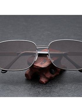 天然水晶石眼镜男款石头太阳镜 茶色眼镜灰色架老石头镜片养目凉