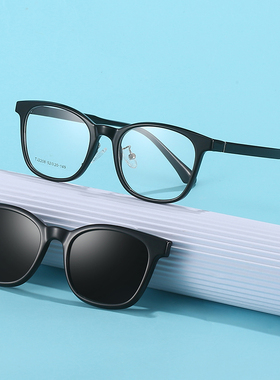 茶色双层夹片磁吸眼镜男女款翻盖偏光开车太阳镜可配度数近视墨镜