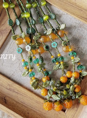 ETERNITY言午原创设计夏日柑橘串珠项链女小众高级感捷克珠锁骨链