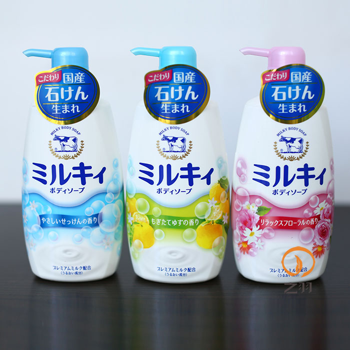 日本原裝進口COW牛牌沐浴露牛乳石鹼保溼550ml膠原蛋白嫩膚瓶裝