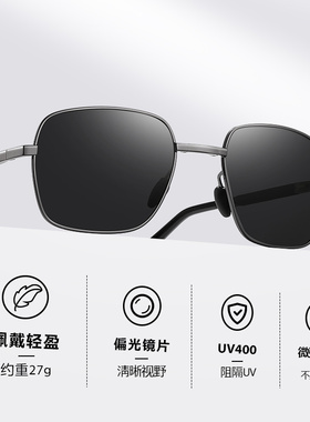 折叠方形复古男士偏光墨镜