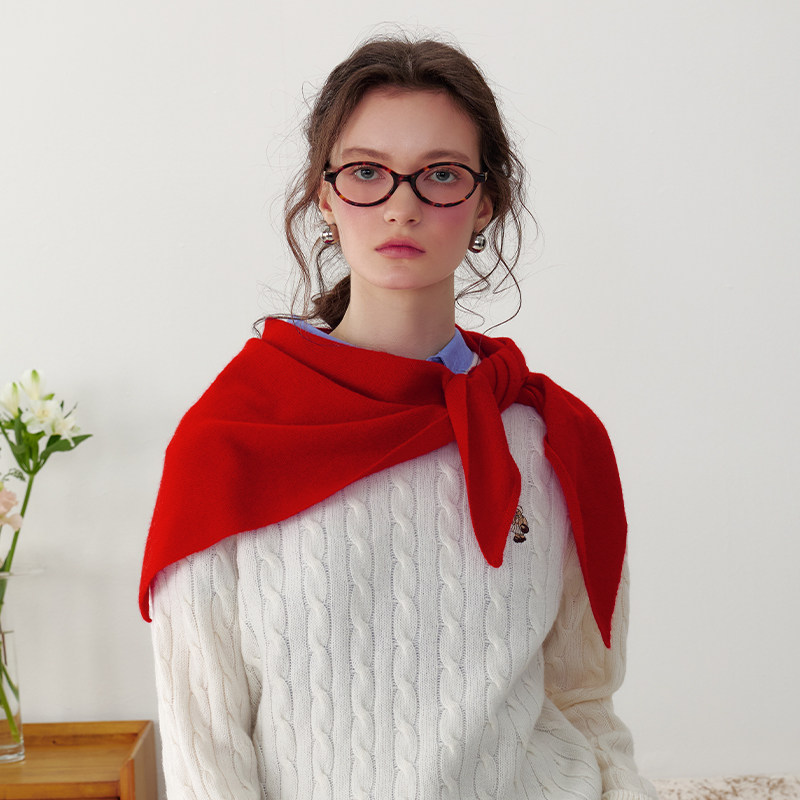 xinuosichou惜诺 康赛妮100%山羊绒围巾新款 冬氛围红色三角披肩,淘宝优惠券,粉丝福利购,淘宝优惠卷