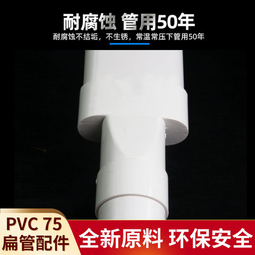 PVC排水扁管件 75椭圆管扁配件卫生间马桶移位下水扁口排水排污管 - 图1