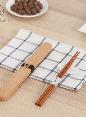 实木便携旅行餐具礼物摆件