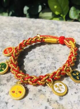 西藏扎基寺五路财神手绳手串手链本命年手工编制手串扎基拉姆结缘