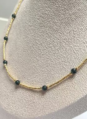 D1491# 天然A货蓝水翡翠满天星锁骨链 精致款项链 翡翠5mm