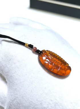 D1175# 天然净水血珀梳子吊坠 一梳百顺25.5*14.2*4.8mm