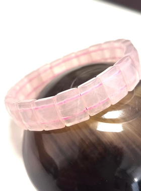 S472# 天然粉水晶樱花粉手排 手牌 手围17cm