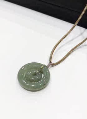 D678# 天然A货翡翠子母扣平安扣吊坠29.8*6.5+15*6mm