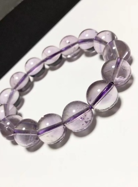 S140# 天然巴西紫水晶手链 近玻璃体 带天然云母片 12.8mm 配证书