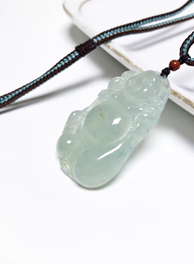 D193# 天然A货翡翠老坑高冰种佛公吊坠41*25*6.8mm