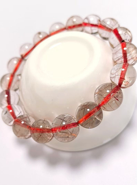 S594# 天然巴西红铜发晶单圈手链12mm