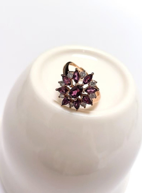 G177# S925通体纯银紫牙乌石榴石戒指18.5*17*6.5mm