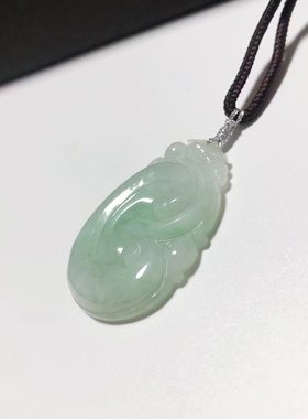 D240# 天然A货翡翠透体如意吊坠 38*27*5.3mm