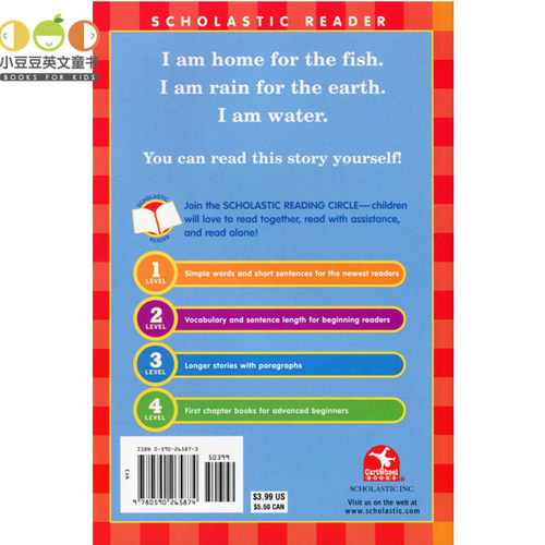 廖彩杏书单 英文绘本原版I Am Water  我是水Scholastic学乐出版分级读物1Hello Science Reader 英语绘本 儿童书 平装 赠音频 - 图0