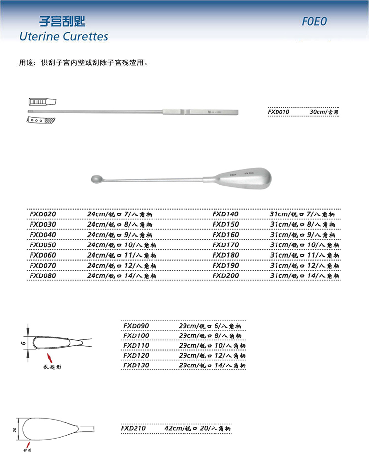 上海金钟子宫刮匙 妇产科流产子宫刮勺 不锈钢人流刮勺刮 - 图0