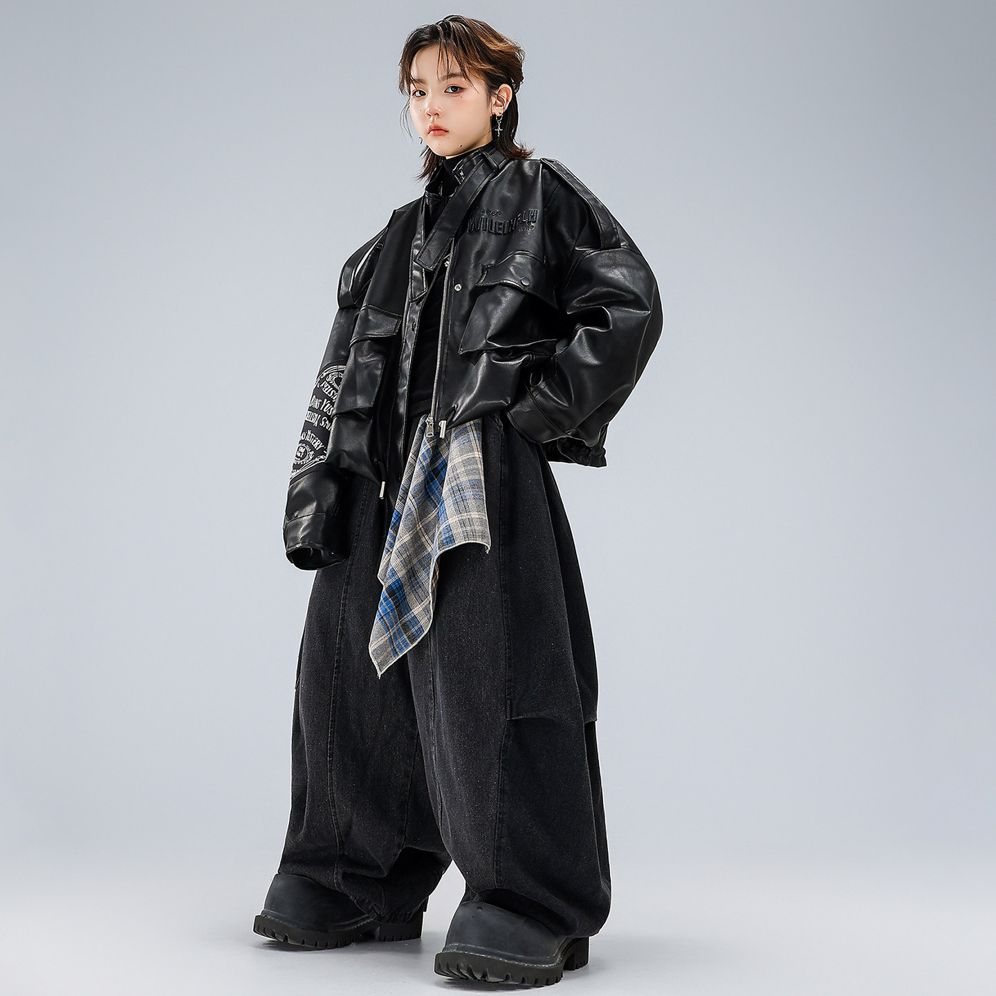 少儿嘻哈街舞潮服男女童酷帅皮夹克hiphop架子鼓走秀元旦表演出服,淘宝优惠券,粉丝福利购,淘宝优惠卷