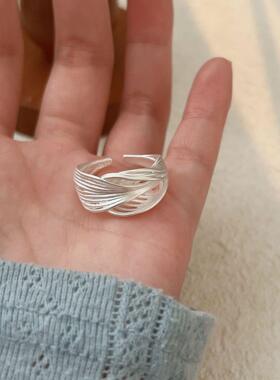 通体s925纯银哑光线条戒指