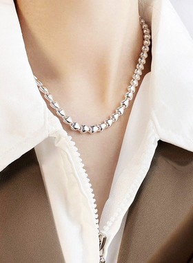 925纯银银心型女生锁骨链