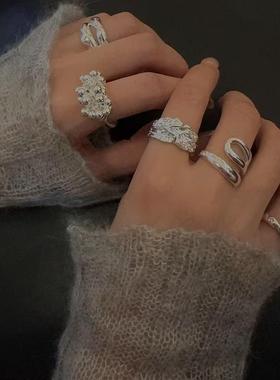 通体s925纯银葡萄珠珠戒指小众设计重工时尚珠珠指环女款轻奢百搭