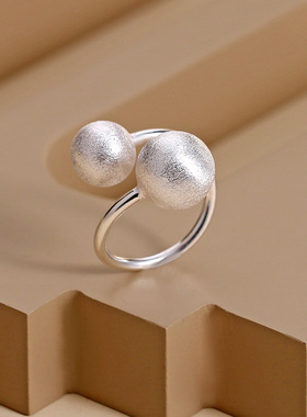 古罗珠宝女士s925银小众磨砂戒指