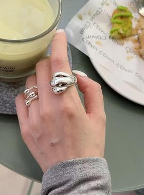 通体S925纯银不规则宽面戒指