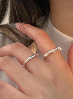 S925纯银碎银子戒指小众设计