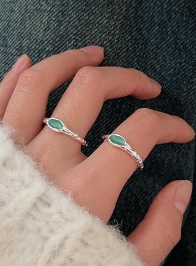 韩系独特薄荷绿滴釉开口戒指