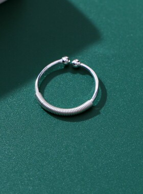 古罗珠宝女生925纯银戒指小众