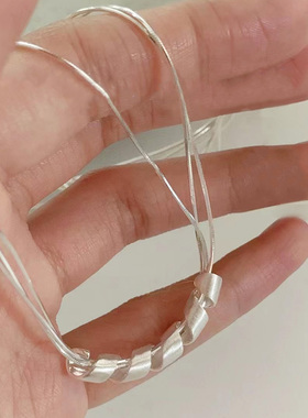 古罗珠宝925银纯银蛇骨链女生