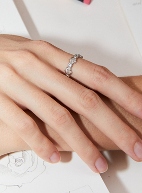 Mouhooland/暮后之地银标限定系列樱花刺绣细戒小众设计尾戒轻奢