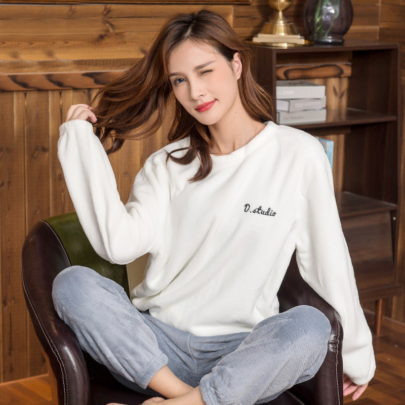 女春秋冬季珊瑚绒长袖两件套睡衣 琼品睡衣/家居服套装