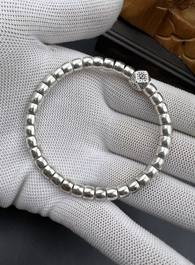 白铜镀银直切手串手链，搭配925银八楞顶珠，镀银手链