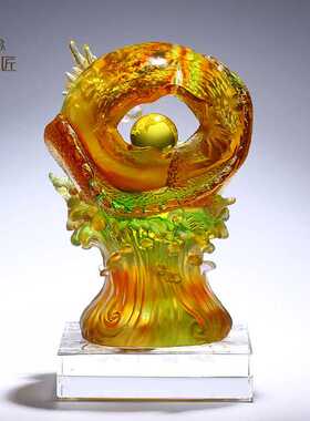 新款直销如日中天琉璃龙摆件招财生肖龙书房办公室装饰品开业礼物