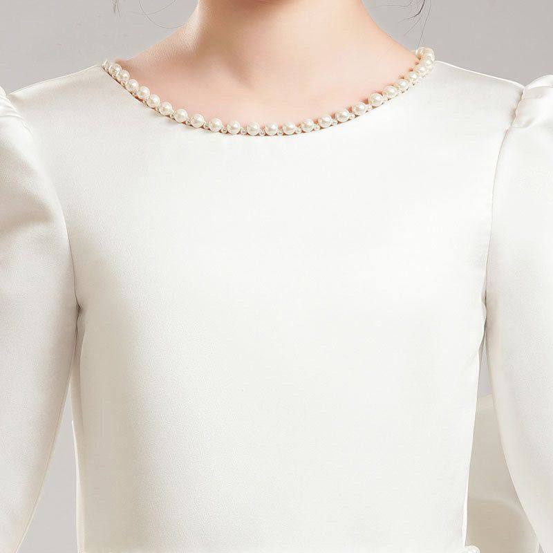 2026新款女童白色晚礼服订制儿童生日婚礼花童钢琴演奏缎面公主裙,淘宝优惠券,粉丝福利购,淘宝优惠卷