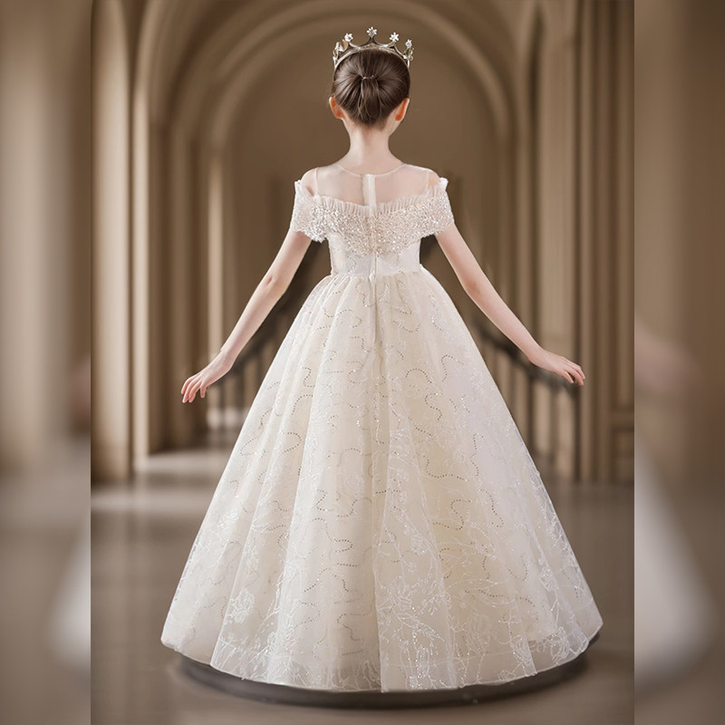 儿童香槟色礼服公主裙高端轻奢走秀女童洋气女孩主持表演服连衣裙,淘宝优惠券,粉丝福利购,淘宝优惠卷