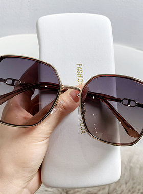 渐变色近视太阳镜女圆脸显瘦防紫外线高级感大框偏光墨镜可配度数