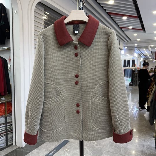 Fashionable mother's lapel small fragrant style thickened short coat