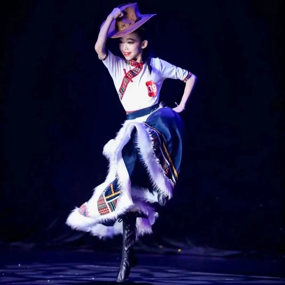 十一儿童藏族舞蹈演出服女藏服套装大摆裙练习艺考考级练功半身裙,淘宝优惠券,粉丝福利购,淘宝优惠卷